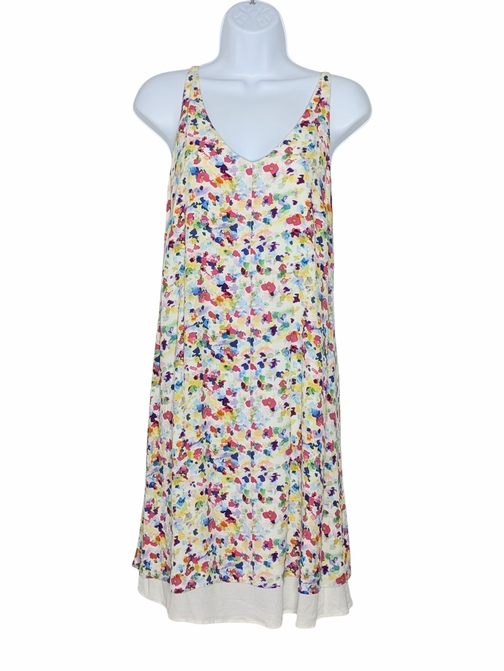 CAbi Meadow Ditsy Watercolor Crepe Multicolor Crepe Dress